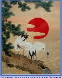 Japanese Meiji silk cranes
