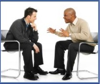Two men in consultation