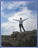 Person standing on a mountain